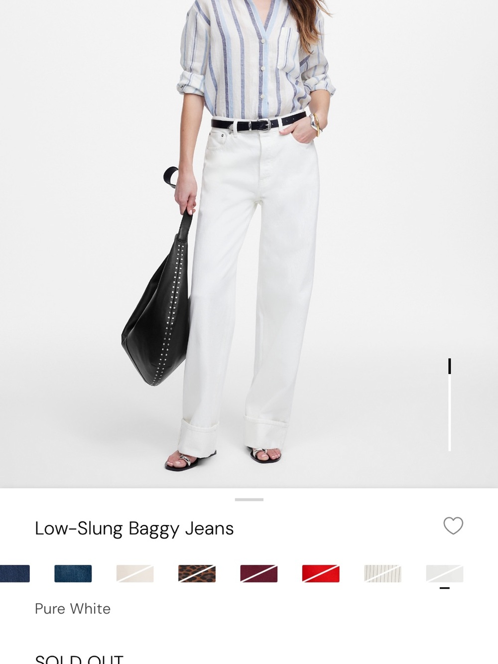 NWT Madewell Low-Slung Baggy Jeans — White Size 27